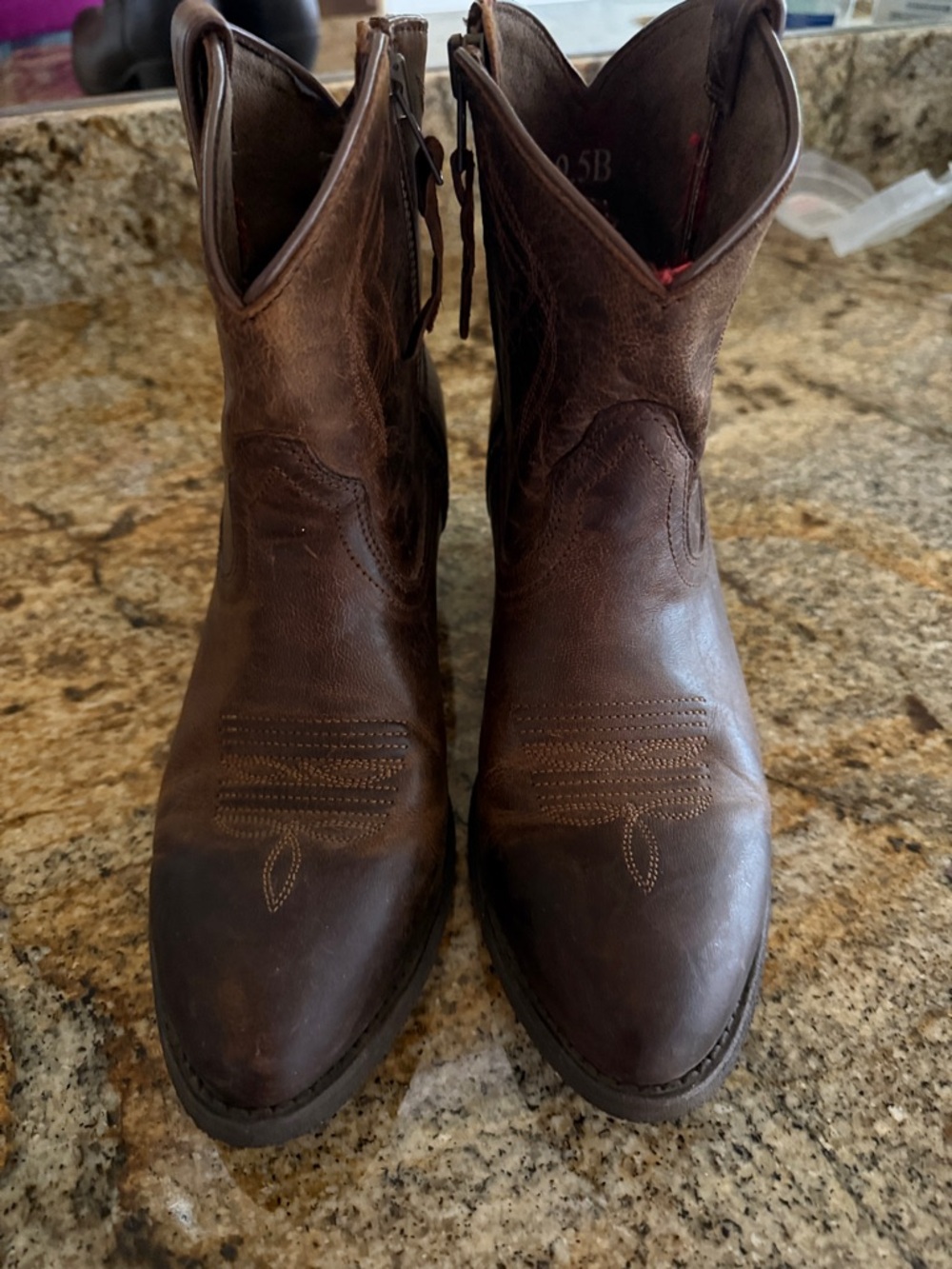 Women’s Brown Leather Western Ankle Boots